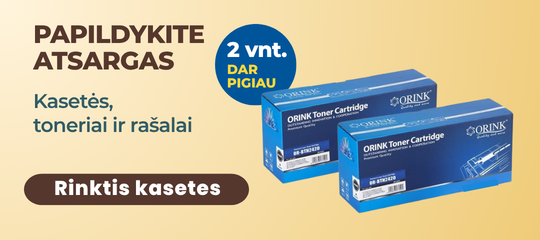 Papildykite atsargas – kasetės, toneriai ir rašalai